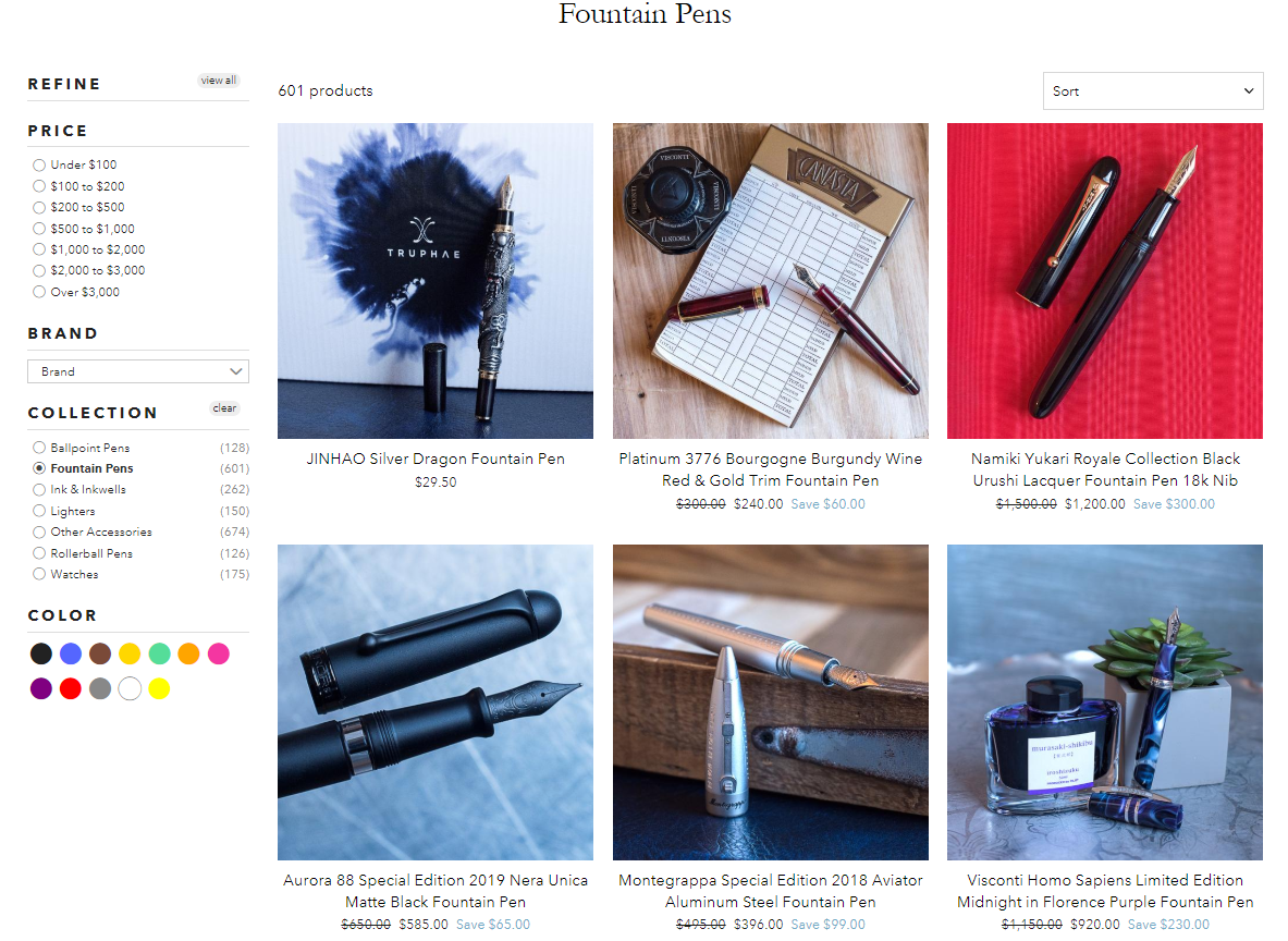 Truphae Fountain Pen Collection Page - Refined Search For Easy Navigation
